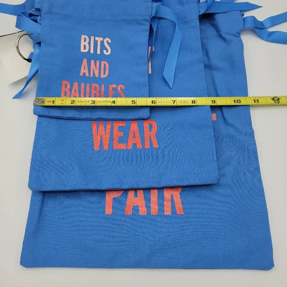 Kate Spade Blue Drawstring Cloth Travel Bags Wash, Wear, Baubles & Perfect Pair